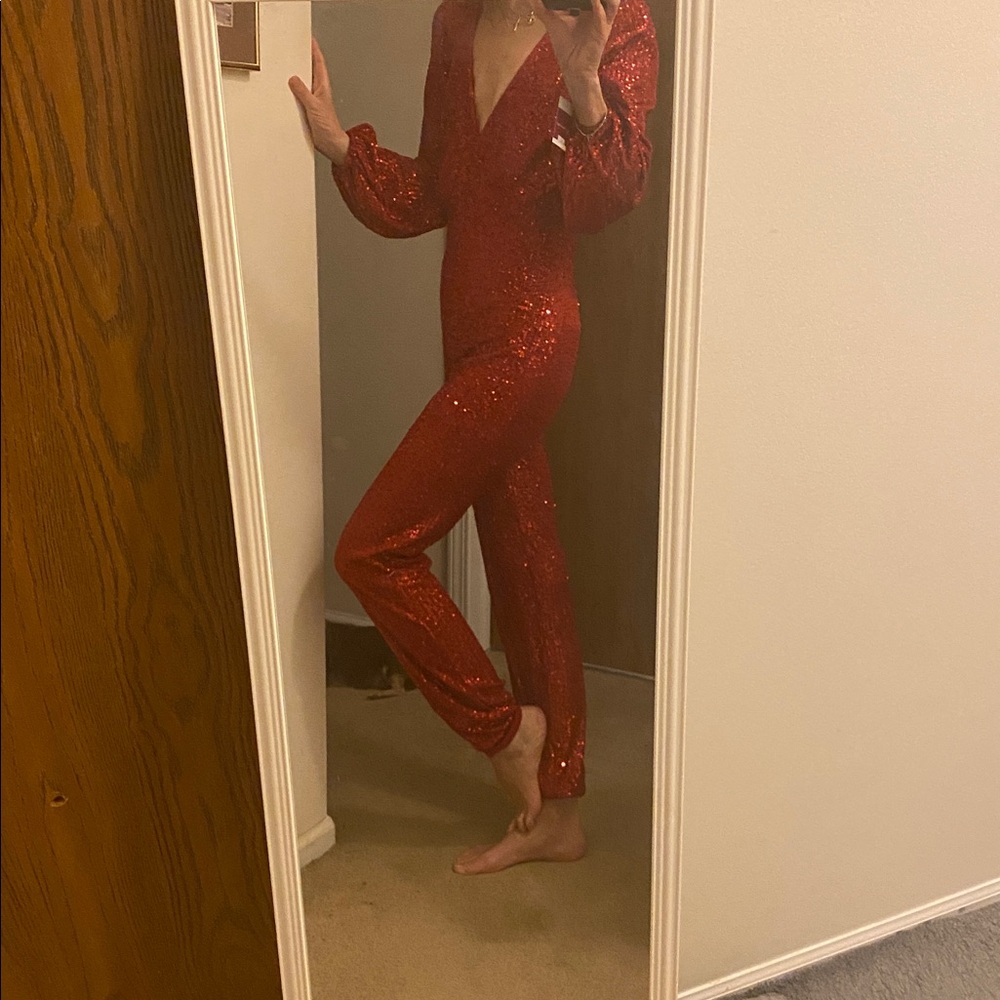 Valentine NWT size small jogger bottom sequin jumpsuit! - Picture 4 of 12